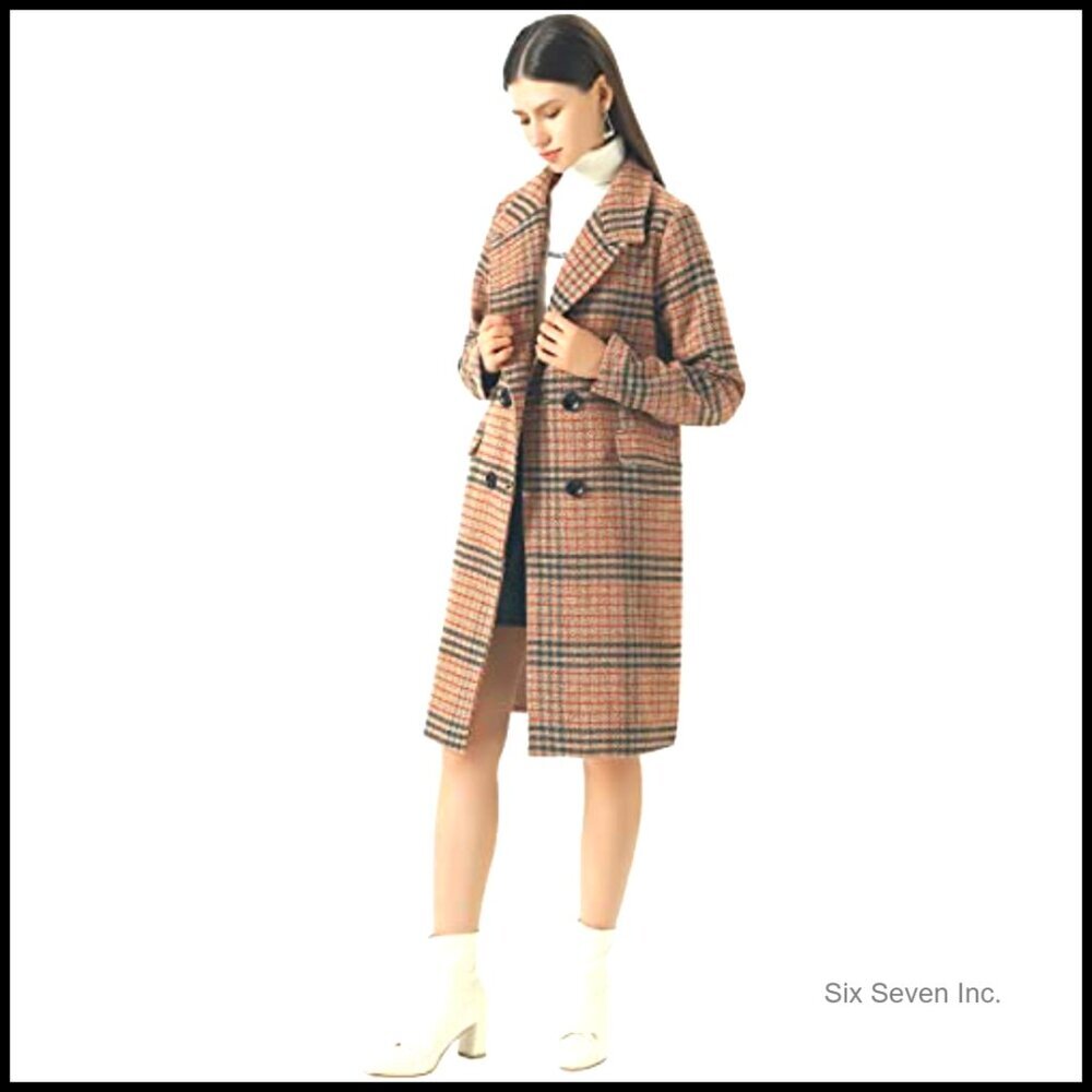 Oversize Wool Peacoat with Lapel Collar, Double Breasted Long Winter Coat - Picture 2 of 6